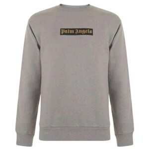 Palm Angels Men’s Grey Box Logo Pullover Sweatshirt, Size XS, Authentic, NEW!